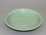 Greenware dish with fish (oblique)