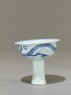 Blue-and-white stem cup with a dragon and flower (side)