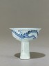 Blue-and-white stem cup with a dragon and flower (side)