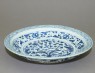 Blue-and-white dish with plants (oblique)