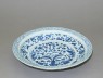 Blue-and-white dish with plants (oblique)
