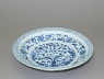 Blue-and-white dish with plants (oblique)