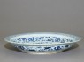 Blue-and-white dish with plants (oblique)