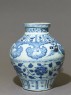 Blue-and-white jar with horses and flowers (side)