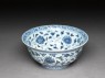 Blue-and-white bowl with lotus scrolls (oblique)