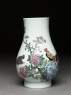 Vase with chickens and flowers (side)