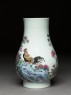 Vase with chickens and flowers (side)