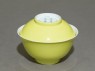 Bowl and lid with yellow glaze (oblique)