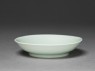 Porcelain saucer dish with celadon glaze (oblique)