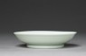Porcelain saucer dish with celadon glaze (oblique)