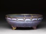 Bulb bowl with purple and blue glazes (oblique)