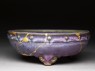 Bulb bowl with purple and blue glazes (oblique)