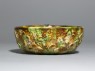 Bowl with floral decoration and three-colour glaze (side)