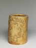 Ivory brush pot with plum blossoms and a poem (oblique)