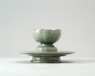 Greenware cup stand with cup (oblique)