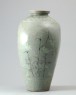 Greenware vase with birds and floral decoration (side)