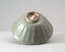 Greenware bowl with lotus petals (oblique)