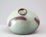 Bowl with blue glaze and purple splashes (oblique)