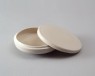 White ware circular box and lid (oblique)