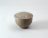 Greenware bowl and lid with lotus petals (oblique)