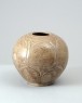 Greenware globular jar with lotus petals (oblique)