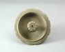 Greenware lamp with stem and flower (oblique)