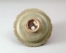 Greenware lamp with stem and flower (oblique)