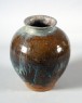 Black ware jar with blue splashes (oblique)