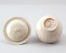 White ware bowl and lid with lotus petal decoration (oblique)