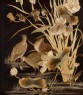 Water birds and sparrows among lotus and iris plants (detail, Cat. No. 10)